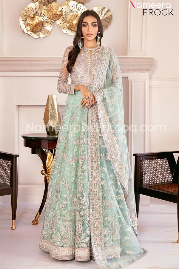 Pakistani Mint Green Dress with Kora ...